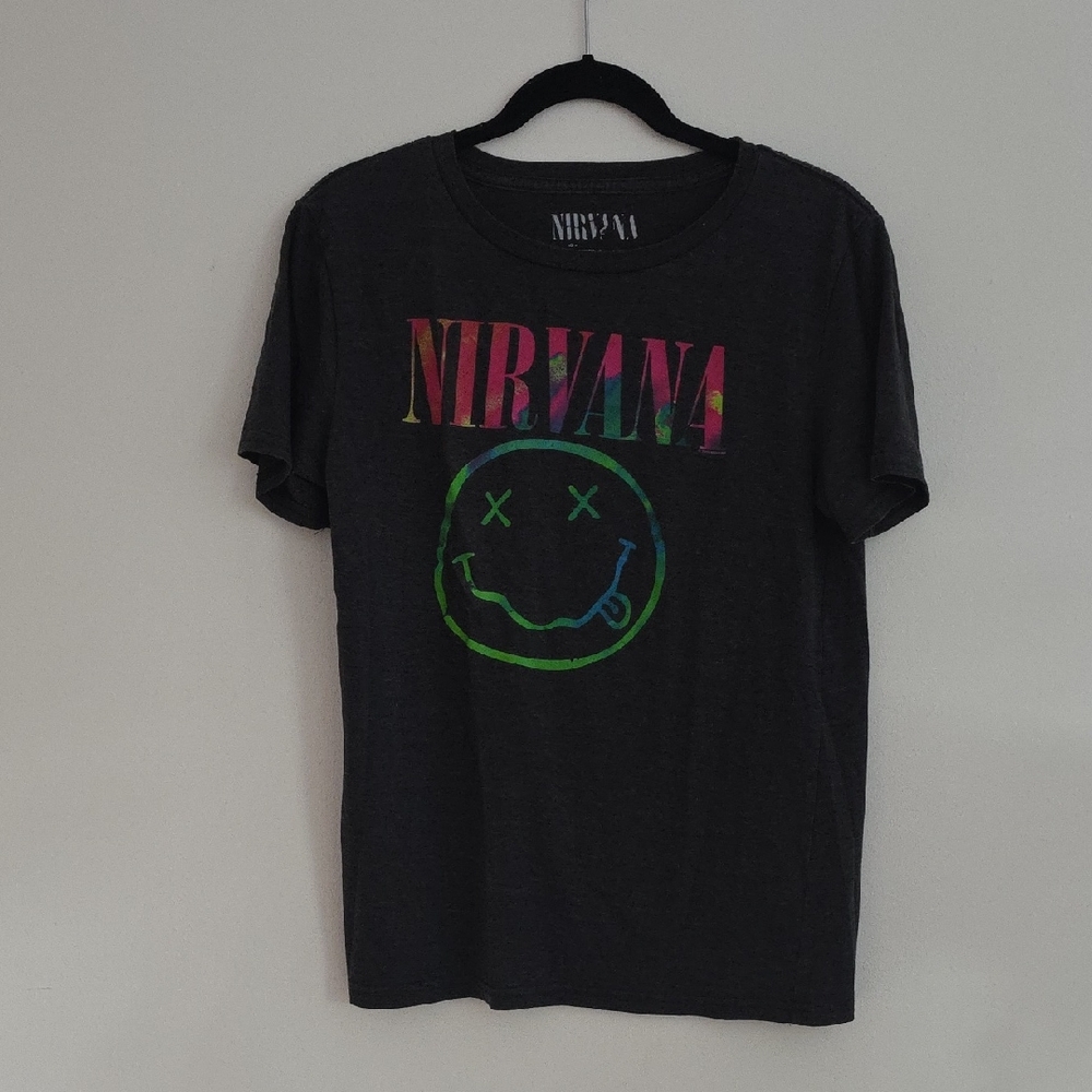 NIRVANA Black Tee with Multicolor Logo